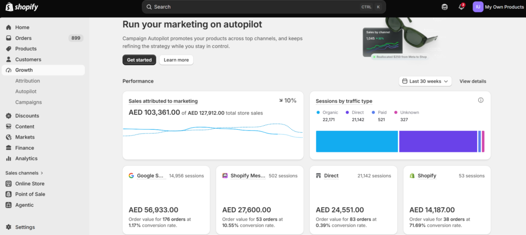 Screenshot: Sales from marketing AED 103K